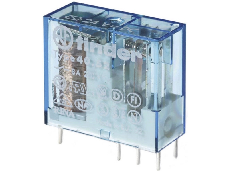 FINDER PCB relä 8A, 2CO, 24VDC spole. 5 mm. stiftsavstånd. kontaktmaterial. AgNi | Annan EL - Artiklar med hög strömstyrka | GameStuff