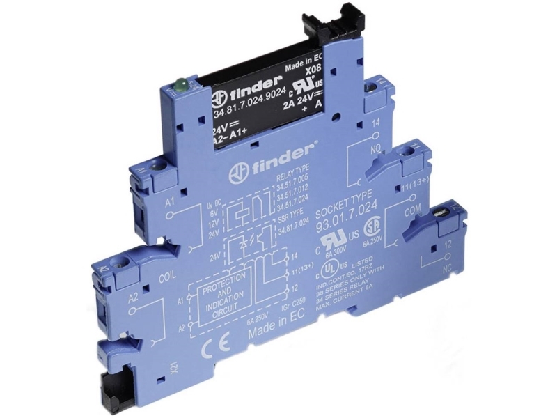 Finder Halvlederrelæ 38.81.7.024.9024 6 A Koblingsspænding (max.): 24 V/DC 1 stk