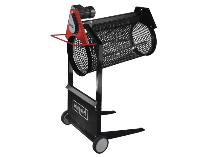 Scheppach Rs 400 Electric Rotary Sieve Sort Rød 3 M³/t 42 Rpm 10 X 10 Mm 2 Hjul