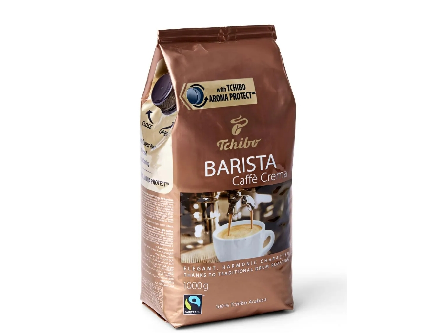 Tchibo Kawa Barista Caffe Crema 1KG ziarnista, 1 kg, Amerikano, Caffe crema, Caffe latte, Cappuccino, Kaffe, Espresso, Latte macchiato, Mokka, Ristretto, Medium restet