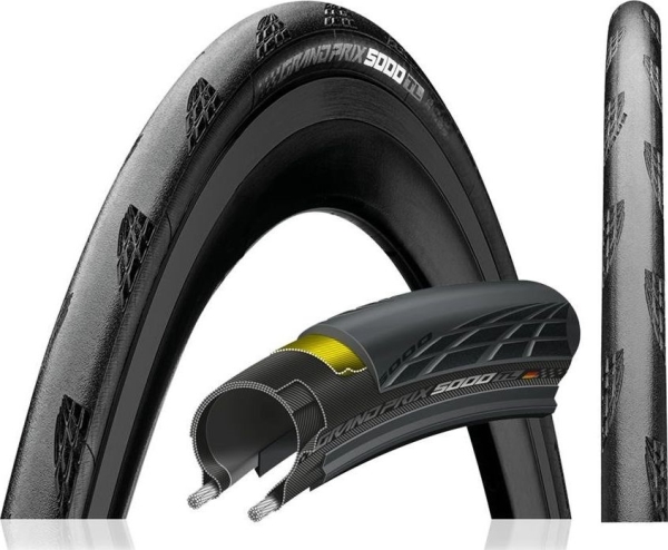 Continental Grand Prix 5000 Vectran 700X23c Schwarz, Rollend, Black Chili Universalreifen