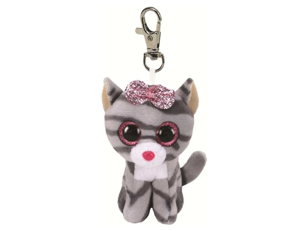TY Beanie Boos Kiki nøglering - grå katte-nøglering