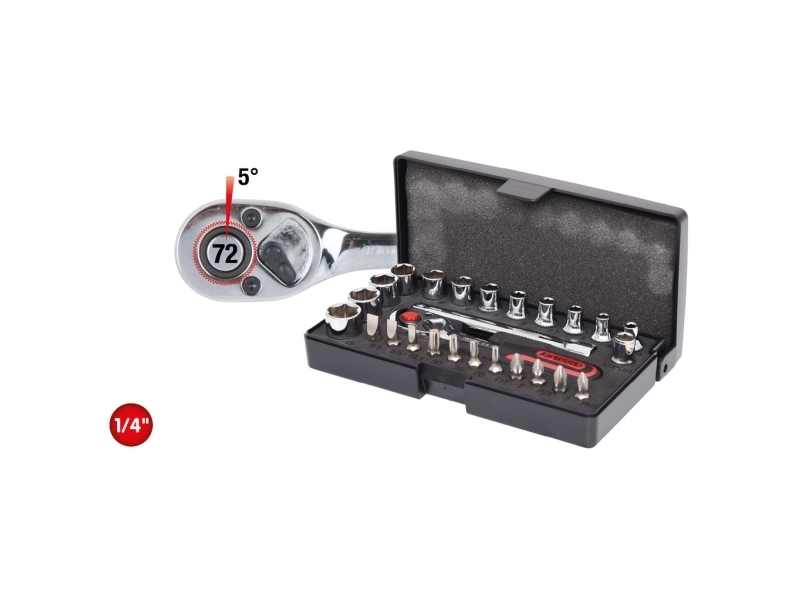 Ks Tools 918.0626, Topnøglesæt, 1/4", 26 Hoved(Er), Krom-Vanadium-Stål, 440 G
