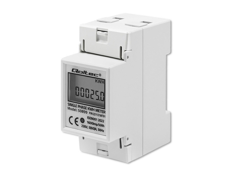 Qoltec enfas elektronisk elmätare/energikonsumtionsmätare på DIN-skena 230V LCD 2P | EL Artiklar - Verktyg för EL - Mätinstrument | GameStuff