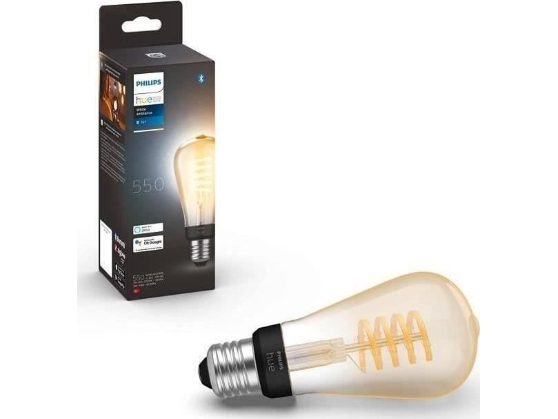 Philips Hue White Ambiance Led Glödlampa Med Filament Form: St64 Klar Finish E27 7 W Motsvarande 40 W Klass G Varmt Till Kallt Vitt L
