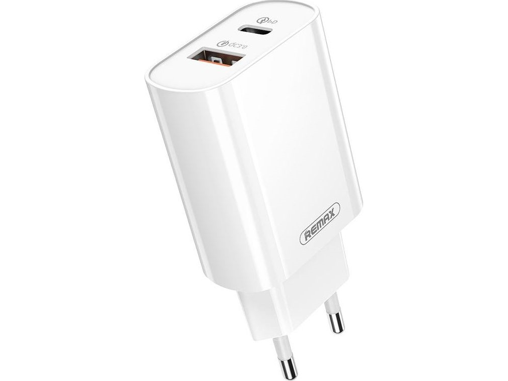 Remax Rp-U37 Sieninis Įkroviklis Usb - Usb-C 18W - Baltas