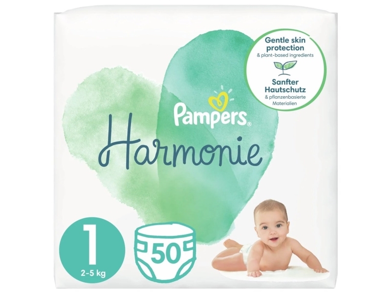 Pampers Harmonie, Size 1, 50 Pcs, Diapers, 2Kg-5Kg, 81754109