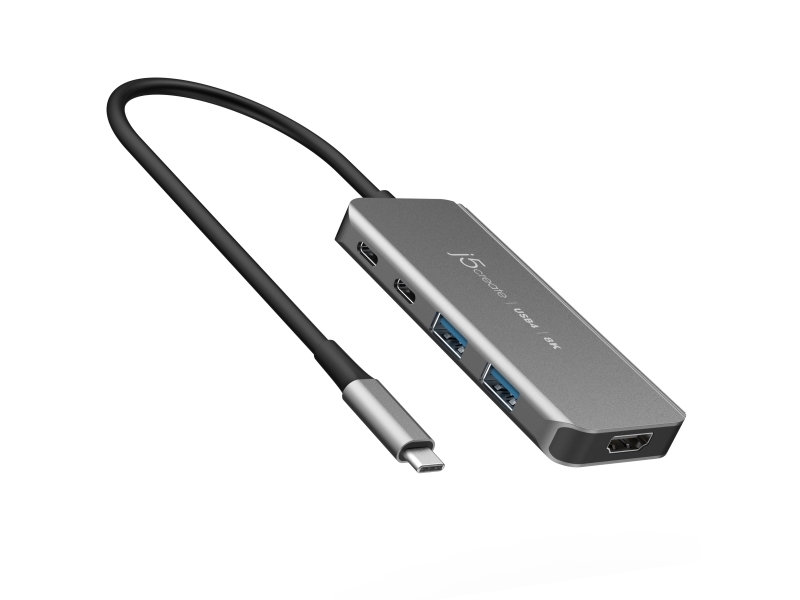 J5create Jch453-N Usb4 8K60 Tynd Hub, Usb4, Hdmi, Usb 3.2 Gen 2 (3.1 Gen 2) Type-A, Usb 3.2 Gen 2 (3.1 Gen 2) Type-C, Usb Type-C, 10000 Mbit/S, 1920