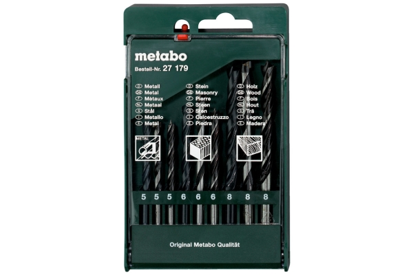 Metabo 627179000, Pora, Poranteräsetti, Oikeanpuoleinen kierto, 8 mm, Seosteräs, Tiili, Lastulevy, Muuraus, Metalli, vaneri, Terästä, Kivi, Puu, 5 - 6 - 8 mm