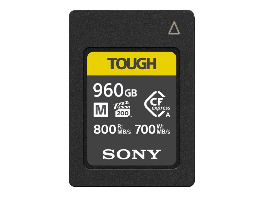 Sony CEA-M960T, 960 GB, CFexpress tyyppi A, 800 MB/s, 700 MB/s, Pölynkestävä, Iskunkestävä, Kosteudenkestävä, musta, Keltainen