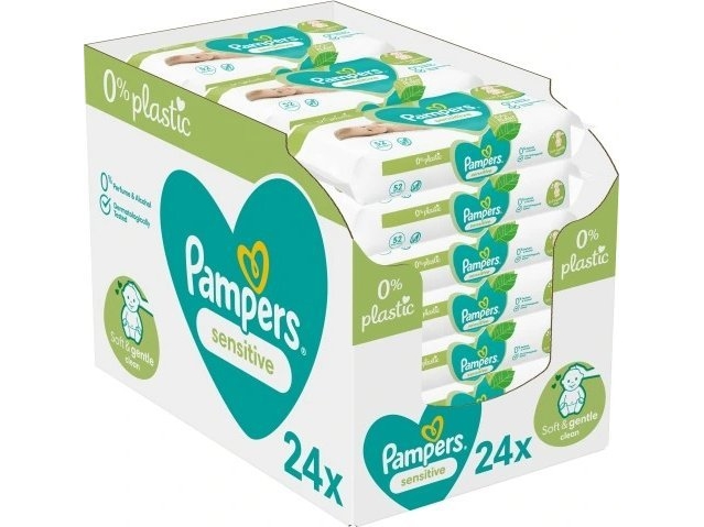 Se Pampers Pampers Sensitive Plastic Free Serveteles Kudikiams 24 Pakuotes, 1248 Serveteles hos Computersalg.dk
