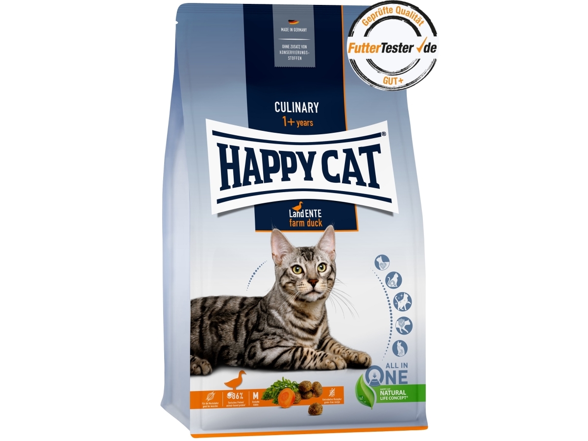 Happy Cat Culinary Adult Land-Ente, Adult, Jede Rasse, Ente, 1,3 Kg, Getreidefrei