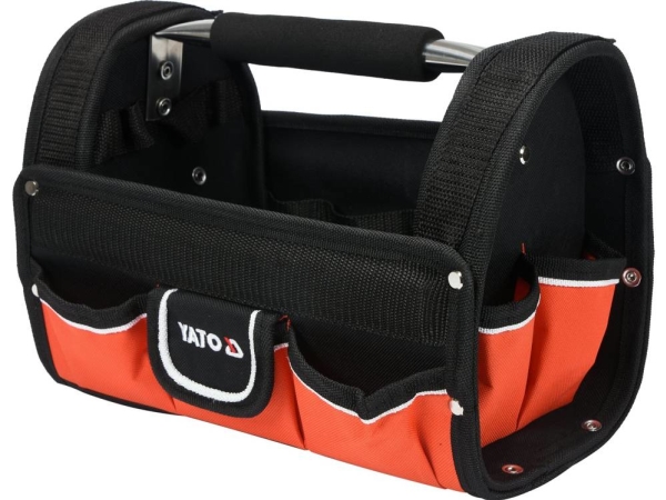Yato YT-74371, Svart, Röd, Polyester, Rostfritt stål, 9 fickor, Fukttålig, Vattentät, 304 mm, 190 mm