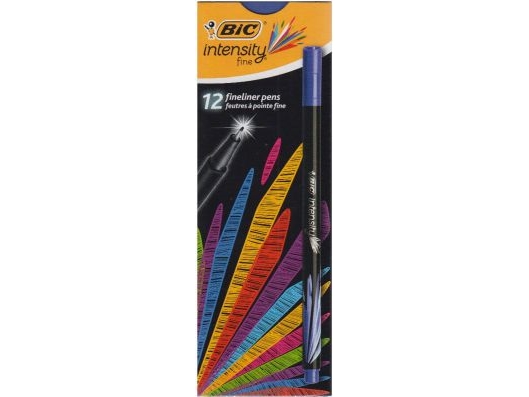 BIC fineliner Intensity, Hienojakoinen, 1 väriä, Sininen, 0,4 mm, Musta, Sininen, 12 kpl