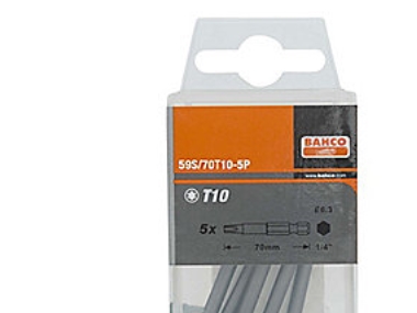 Bahco 1/4 bits TX10 70 mm - 1/4""' sekskant DIN 3126 og ISO 1173, type C 6.3'