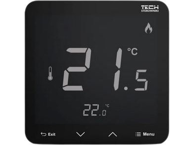 STR8PBPLUSBK trådløs rumtermostat / regulator R-8pb PLUS, batteridrevet, indmuringsmontering, sort