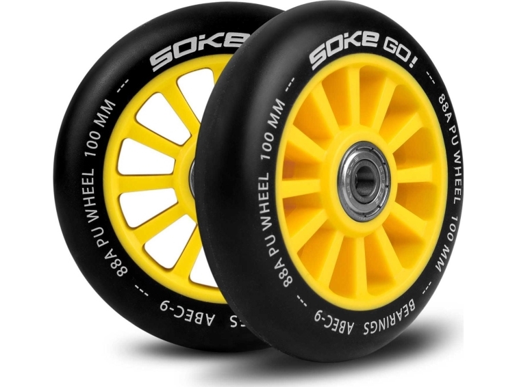 Soke scooterhjul 100 mm gul 2 st. | Utomhusleksaker - Gå / Löpande fordon - Löphjul | GameStuff