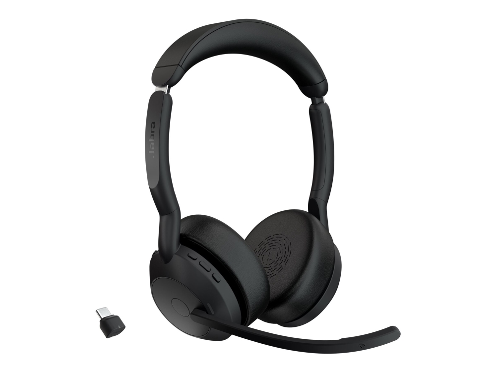 Jabra Evolve2 55 Uc Stereo - Headset - På Øret - Bluetooth - Trådløs - Aktiv Støjfjerning - Usb-C - Sort - Zoom Certified, Cisco Webex Certified, Alc