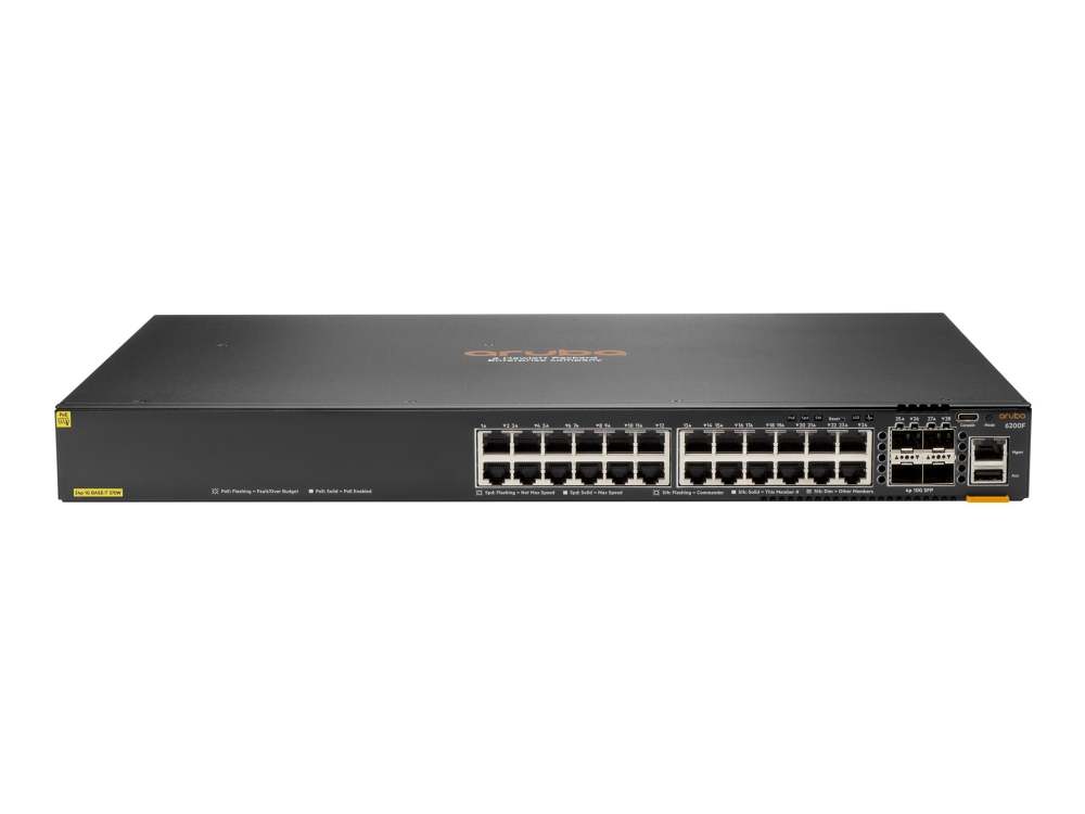 Hpe Aruba Networking Cx 6200F 24G Class 4 Poe 4Sfp 370W Switch - Switch - Max. Stacking Distance 10 Km - L3 - Administreret - 24 X 10/100/1000 (Poe+)
