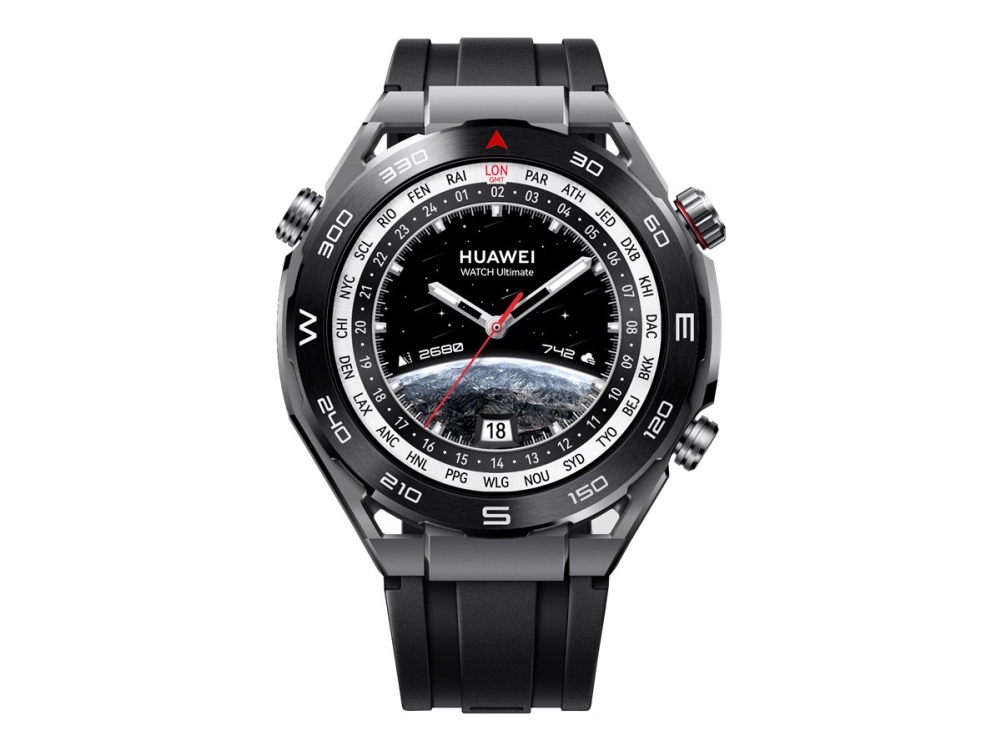 Huawei Watch Ultimate - Smart klocka med rem - HNBR (hydrerat nitrilgummi) - handleds: 140-210 mm - display 1.5 - NFC, Bluetooth - 76 g  - expedition black