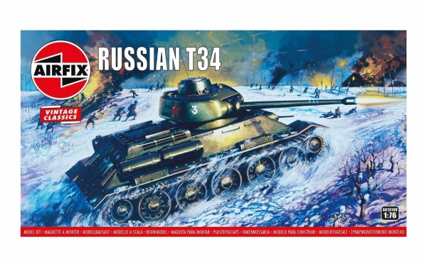 Airfix 01316V, Tank model, Formonterede, 1:76, Russian T34, Hanstik, Plast