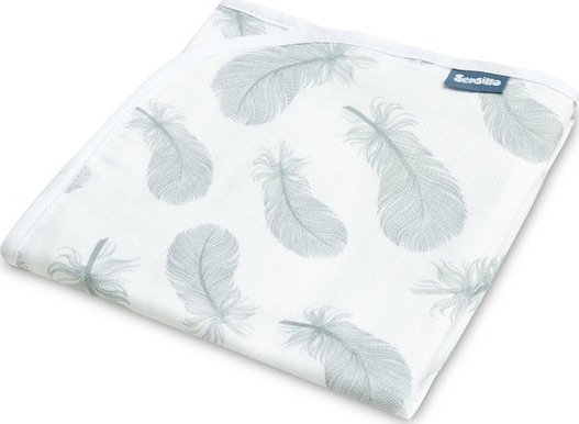 Se Sensillo Muslin Blanket Feathers/White 80X100cm hos Computersalg.dk