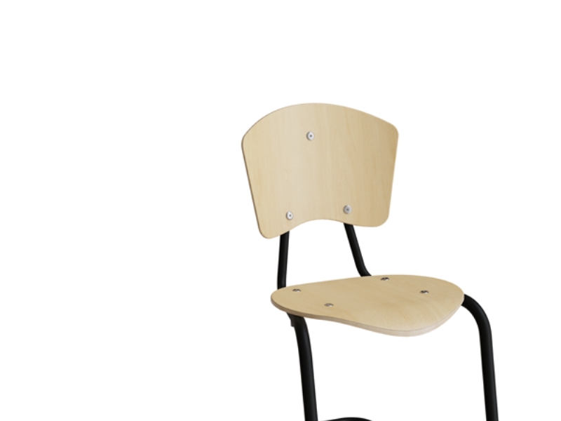 Stol Nian 440mm, birk laminat med sort stel
