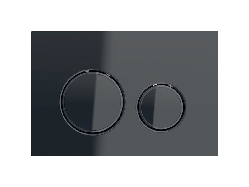 Geberit Flush Plate Geberit Sigma21 Actuator, Front, Black Glass, Rings: Black Chrome [1]