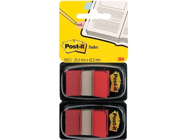 Post-it® Index medium flagga, i dubbelpaket, röd, paket a 50 ark | Papper & Emballage - Block & Post-It - Post-it | GameStuff