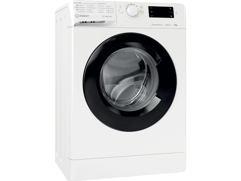 Indesit MTWSE 61294 WK EE, Edestä täytettävä, 6 kg, B, 76 dB, 1151 RPM, C