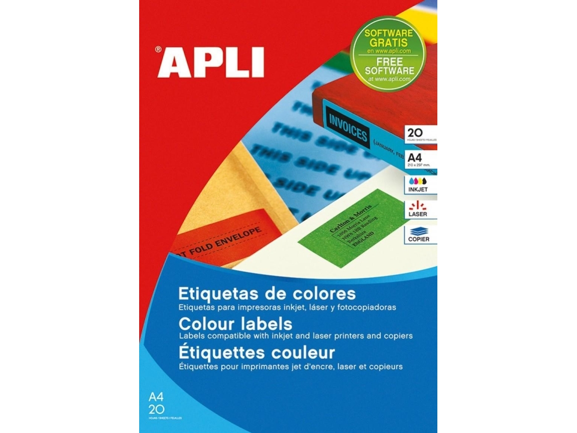 Apli APLI farveetiketter, 70x37mm, afrundede, gule, 20 buer.