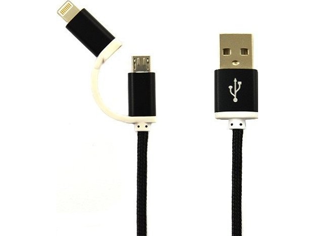 Usb-Kabel Vega Usb-A Til Microusb + Lightning Sort (17805)