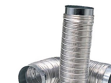 Flexkanal Ø 125 længde0.35-1M - Udtræksstik med falset aluminiumsbånd