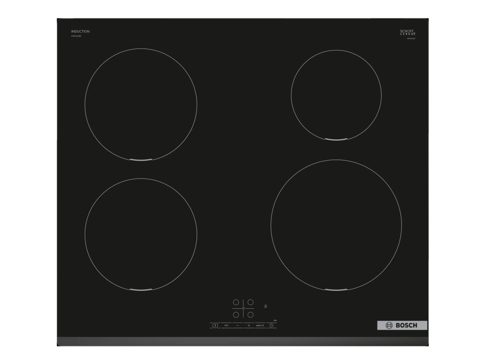Bosch Serie 4 Pie631bb5e, Schwarz, Integriert, 60 Cm, Zonen-Induktionskochfeld, Glaskeramik, 4 Zone(N)