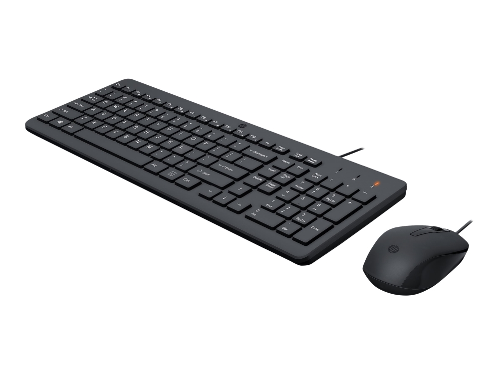 Hp 150 Wired Mouse/Kb Combo Fr, Volle Größe (100%), Kabelgebunden, Usb, Membran Key Switch, Schwarz, Maus Enthalten