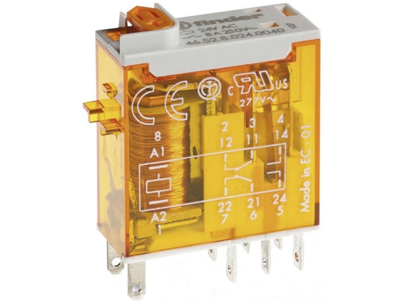 Rele 2P 8A 230V AC LED-merkkivalo testipainike 46.52.8.230.0054