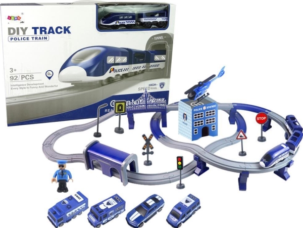 LeanToys sæt Miasteczko politi tog blå 203 km/h