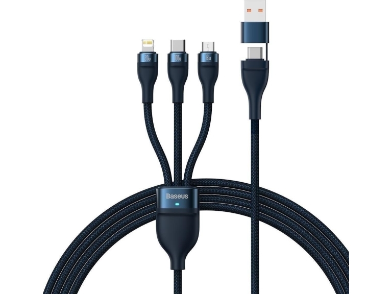 Baseus Flash Series Ii Kabel Usb Type-C / Usb Type-A - Usb Type-C / Lightning / Micro Usb 100 W 1,2 M Blau (Cass030103)