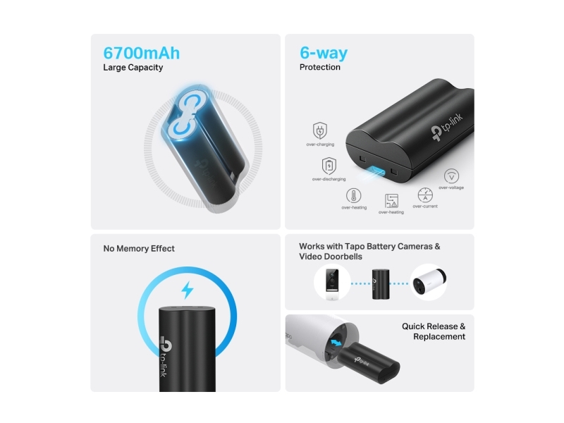Tp-Link Tapo A100, Akku, Universal, Schwarz, Tp-Link, Tapo C420, Tapo C400, Tapo D230, Lithium