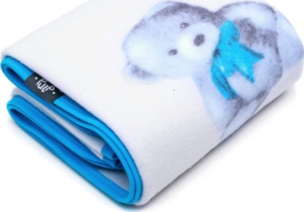 Pulp-Fleece Blue Blanket In Stars With Piping For Babies And Children 80Cmx90cm Teddy Bear