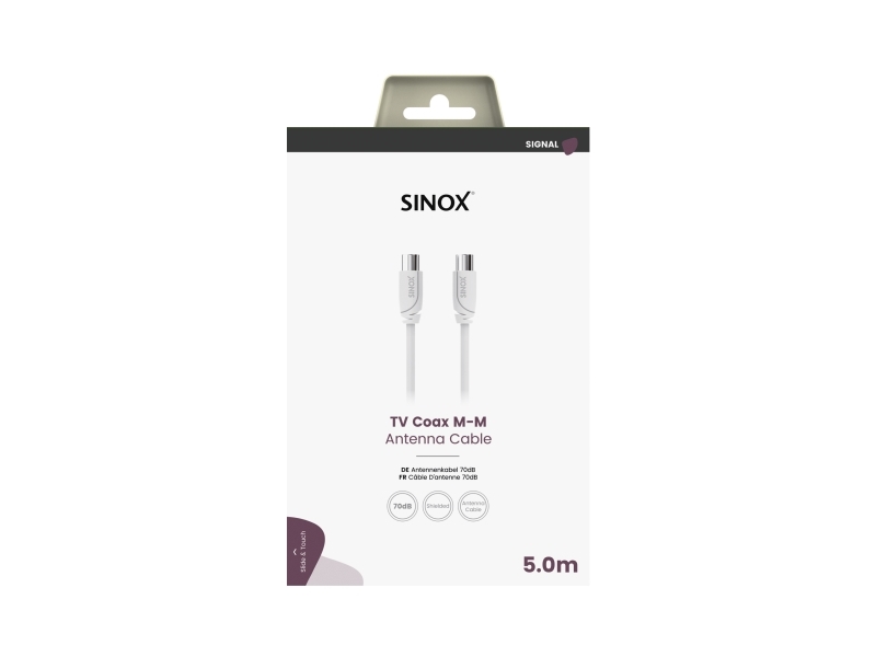 Sinox 70dB antennekabel. 5m. Hvid