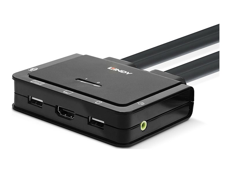 Lindy Compact 2 Port Kvm Switch - Kvm Switch - 2 X Kvm / Audio / Usb - 1 Lokalbruger - Desktop