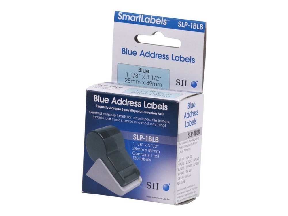 Seiko Instruments SLP-1BLB - Blå - 28 x 89 mm 260 etikette(r) (2 rulle(r) x 130) adresseetiketter - for Smart Label Printer 440, 440 Office Administr