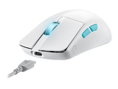 Asus Rog Harpe Ace - Aim Lab Edition - Mus - Optisk - 5 Knapper - Kablet, Trådløs - Usb, Bluetooth 5.1, 2.4 Ghz - Usb Rog Omni Trådløs Modtager - Hvi