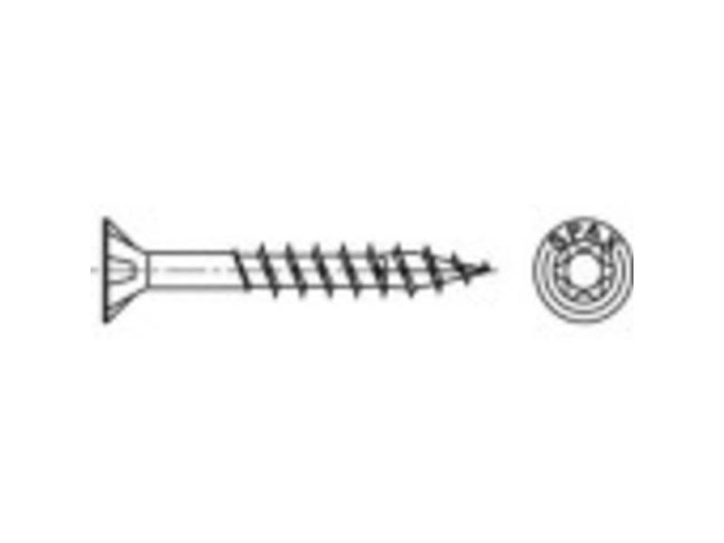 SPAX 0191010501003, Skrue, Metal, Zink, Træ, Fladt hoved, Torx, Metallic
