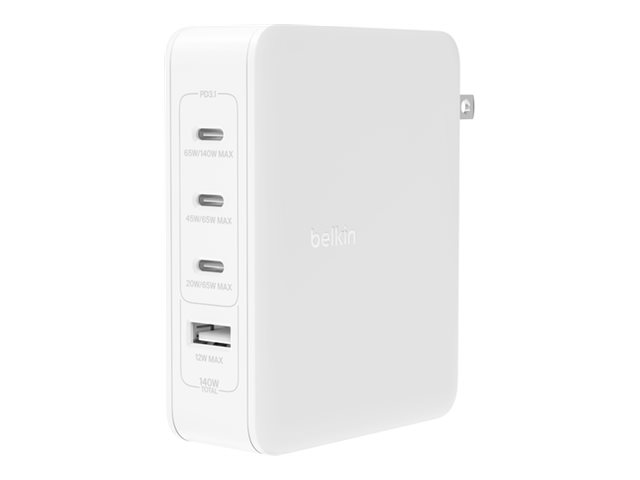 140W 4-Port Usb Gan Wall Charger Uk Eu