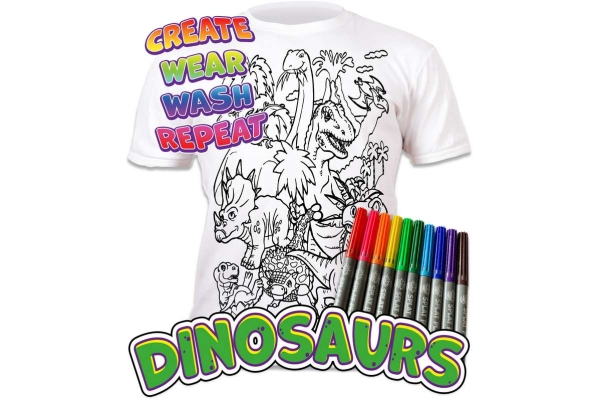 T-Shirt 5-6 År Dinosaurus M/10 Tuscher Ass.