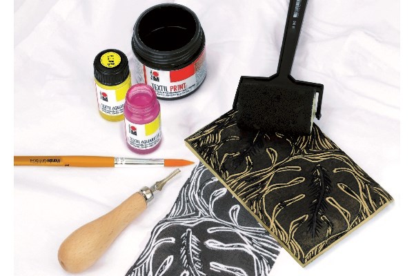 Tekstil farve- og tryksæt Linol Print & Colouring set