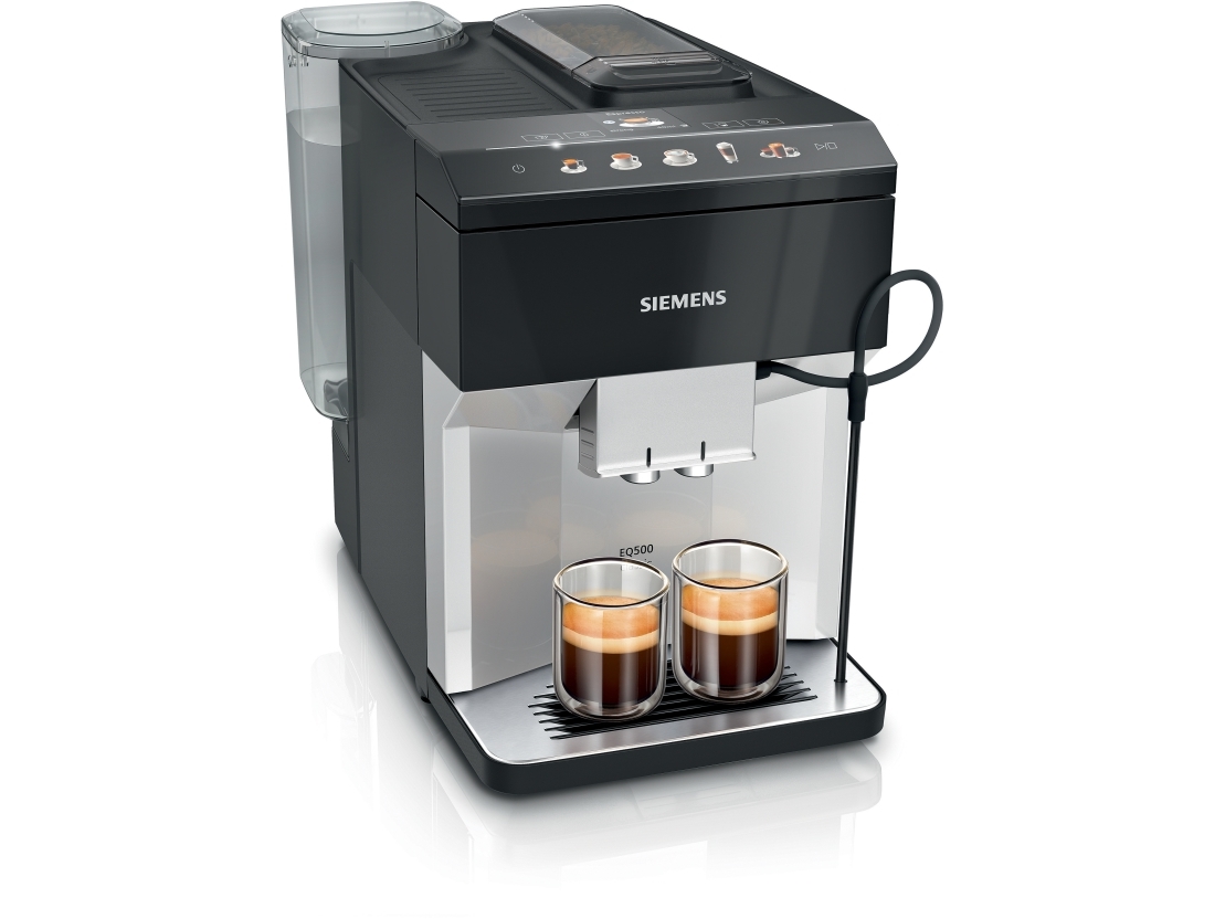 Siemens TP515R01, Espressokone, 1,9 L, Kahvipavut, Sisäänrakennettu jauhin, 1500 W, musta, Hopea