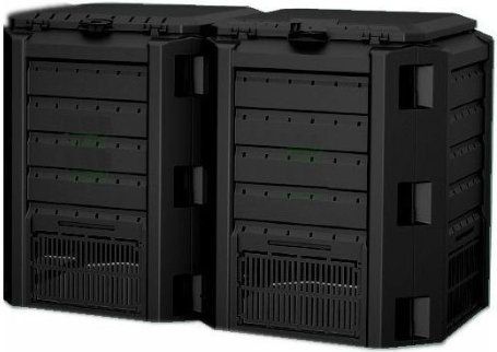 Prosperplast Compogreen Kompostbox Aus Zwei Teilen, 800 L, Schwarz